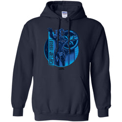 Captain Marvel Reflective Blue Circle Logo Pullover Hoodie Sweatshirt