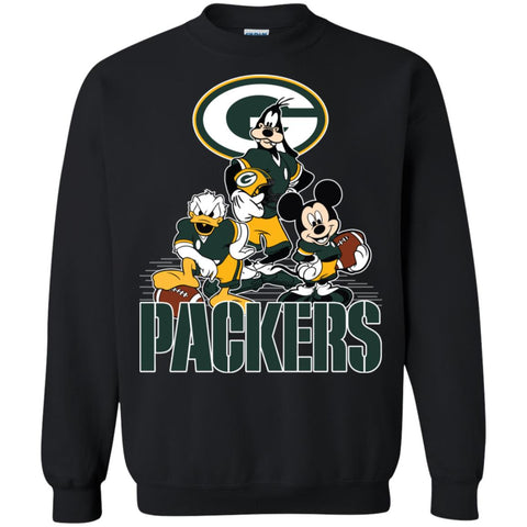 Mickey Mouse Green Bay Packer American Football Nfl Sports Shirt Crewneck Pullover Sweatshirt Black / S Crewneck Pullover Sweatshirt - parenttees