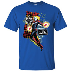 Captain Marvel Plaid Jean Patched Portrait Men Cotton T-Shirt Men Cotton T-Shirt - parenttees