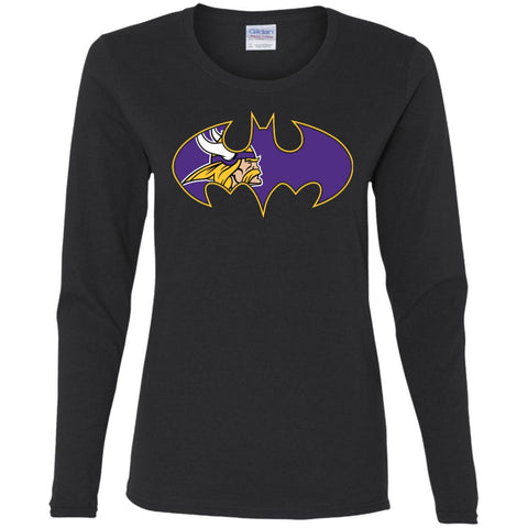 We Are The Minnesota Vikings Batman Nfl Mashup Women Long Sleeve Shirt Black / S Women Long Sleeve Shirt - parenttees