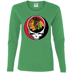 Chicago Blackhawks Grateful Dead Steal Your Face Hockey Nhl Shirts Women Long Sleeve Shirt Women Long Sleeve Shirt - parenttees