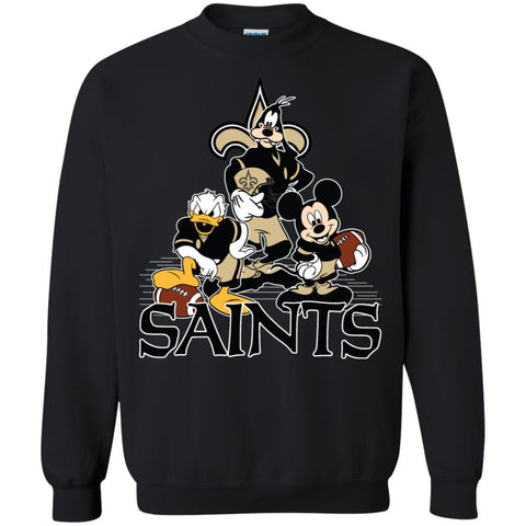 Mickey Mouse New Orleans Saints American Football Nfl Sports Shirt Crewneck Pullover Sweatshirt Black / S Crewneck Pullover Sweatshirt - parenttees