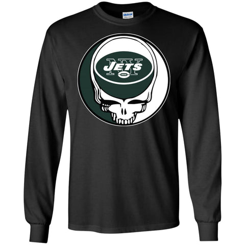 New York Jets Grateful Dead Steal Your Face Football Nfl Shirts Men Long Sleeve Shirt Black / S Men Long Sleeve Shirt - parenttees