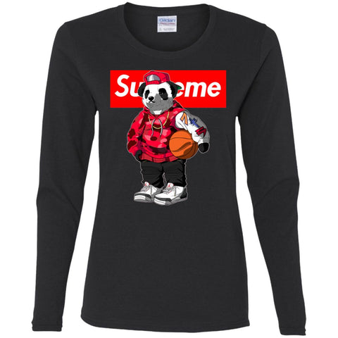 Supreme Bear Basketball T-shirt Women Long Sleeve Shirt Black / S Women Long Sleeve Shirt - parenttees