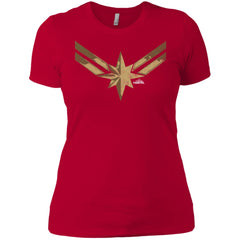 Captain Marvel Simple Gold Shadowed Logo Women Cotton T-Shirt Women Cotton T-Shirt - parenttees