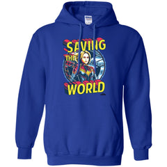 Captain Marvel Saving The World Portrait Pullover Hoodie Sweatshirt Pullover Hoodie Sweatshirt - parenttees