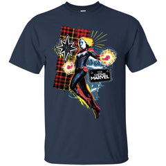 Captain Marvel Plaid Jean Patched Portrait Men Cotton T-Shirt Men Cotton T-Shirt - parenttees