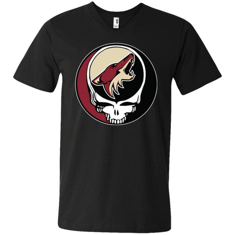 Arizona Coyotes Grateful Dead Steal Your Face Hockey Nhl Shirts Men V-Neck T-Shirt Black / S Men V-Neck T-Shirt - parenttees