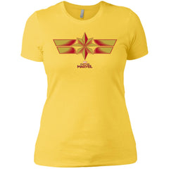 Marvel Captain Marvel Retro Red Yellow Logo Women Cotton T-Shirt Women Cotton T-Shirt - parenttees