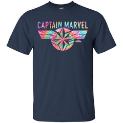 Captain Marvel Logo Banner Tie Dye Colors Men Cotton T-Shirt Men Cotton T-Shirt - parenttees