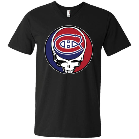 Montreal Canadiens Grateful Dead Steal Your Face Hockey Nhl Shirts Men V-Neck T-Shirt Black / S Men V-Neck T-Shirt - parenttees