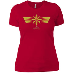 Marvel Captain Marvel Retro Red Yellow Logo Women Cotton T-Shirt Women Cotton T-Shirt - parenttees