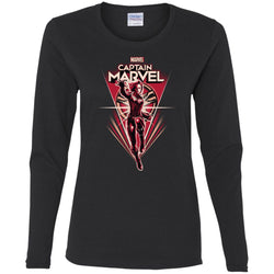 Marvel Captain Marvel Retro Style Flight Women Long Sleeve Shirt