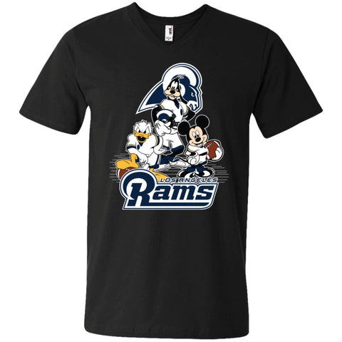 Mickey Mouse Los Angeles Rams American Football Nfl Sports Shirt Men V-Neck T-Shirt Black / S Men V-Neck T-Shirt - parenttees