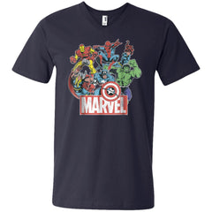 Marvel Avengers Team Retro Comic Vintage Graphic Men V-Neck T-Shirt Men V-Neck T-Shirt - parenttees