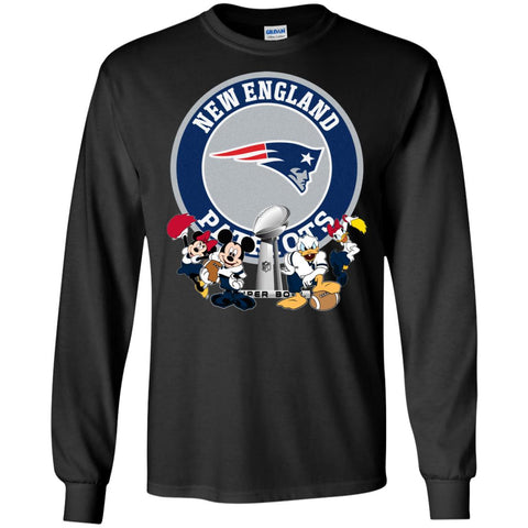 Nfl – New England Patriots Super Bowl 2019 Mickey Mouse Minnie Mouse Donald Duck Daisy Duck Football Men Long Sleeve Shirt Black / S Men Long Sleeve Shirt - parenttees