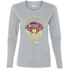 Captain Marvel Yellow Red Plane Flight Logo Women Long Sleeve Shirt Women Long Sleeve Shirt - parenttees