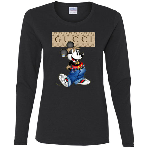 Gucci Mickey Mouse Trending T-Shirt Women Long Sleeve Shirt Black / S T-Shirts - parenttees