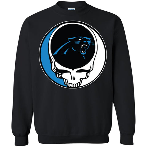 Carolina Panthers Grateful Dead Steal Your Face Football Nfl Shirts Crewneck Pullover Sweatshirt Black / S Crewneck Pullover Sweatshirt - parenttees