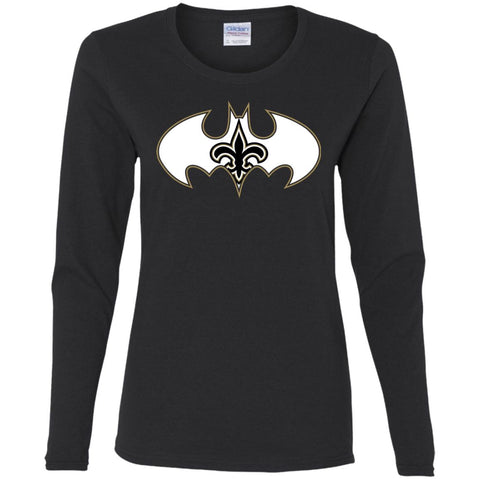 We Are The New Orleans Saints Batman Nfl Mashup Women Long Sleeve Shirt Black / S Women Long Sleeve Shirt - parenttees