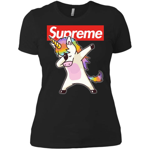 Supreme Unicorn T-shirt Dance Dabbing Unicorn Women Cotton T-Shirt Black / X-Small Women Cotton T-Shirt - parenttees