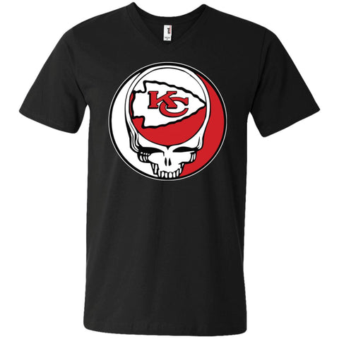 Kansas City Chiefs Grateful Dead Steal Your Face Football Nfl Shirts Men V-Neck T-Shirt Black / S Men V-Neck T-Shirt - parenttees