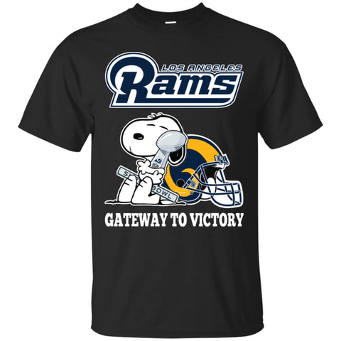 Los Angeles Rams Gateway To Victory Super Bowl 2019 Snoopy Football Nfl Men Cotton T-Shirt Black / S Men Cotton T-Shirt - parenttees