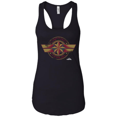 Captain Marvel Color Fade Circle Logo Badge Women Tank Top Black / X-Small Women Tank Top - parenttees