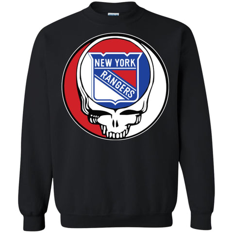 New York Rangers Grateful Dead Steal Your Face Hockey Nhl Shirts Crewneck Pullover Sweatshirt Black / S Crewneck Pullover Sweatshirt - parenttees