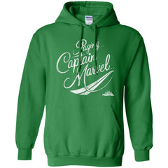 Captain Marvel Paging Distressed Cursive Pullover Hoodie Sweatshirt Pullover Hoodie Sweatshirt - parenttees