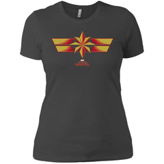 Marvel Captain Marvel Retro Red Yellow Logo Women Cotton T-Shirt Women Cotton T-Shirt - parenttees