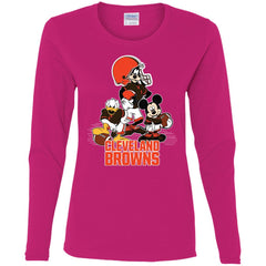 Mickey Mouse Cleveland Browns American Football Nfl Sports Shirt Women Long Sleeve Shirt Women Long Sleeve Shirt - parenttees