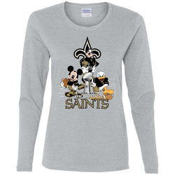 Nfl – New Orleans Saints Donald Duck Goofy Mickey Mouse Super Bowl 2019 Football Women Long Sleeve Shirt