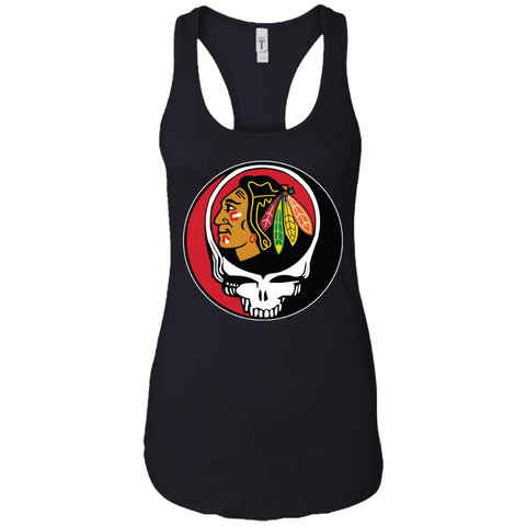 Chicago Blackhawks Grateful Dead Steal Your Face Hockey Nhl Shirts Women Tank Top Black / X-Small Women Tank Top - parenttees