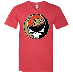 Anaheim Ducks Grateful Dead Steal Your Face Hockey Nhl Shirts Men V-Neck T-Shirt