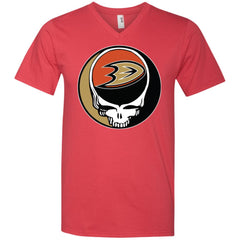 Anaheim Ducks Grateful Dead Steal Your Face Hockey Nhl Shirts Men V-Neck T-Shirt Men V-Neck T-Shirt - parenttees