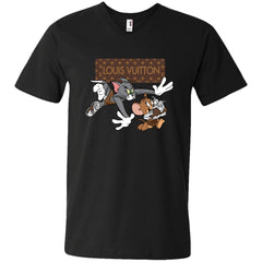 Louis Vuitton Cartoon Tom And Jerry T-shirt Men V-Neck T-Shirt Men V-Neck T-Shirt - parenttees