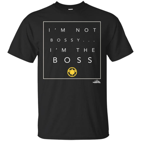 Captain Marvel Not Bossy I'm The Boss Men Cotton T-Shirt Black / S Men Cotton T-Shirt - parenttees