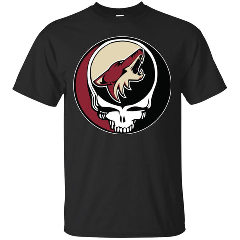 Arizona Coyotes Grateful Dead Steal Your Face Hockey Nhl Shirts Men Cotton T-Shirt Black / S Men Cotton T-Shirt - parenttees