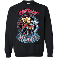 Captain Marvel Stitched Patched Portrait Crewneck Pullover Sweatshirt Crewneck Pullover Sweatshirt - parenttees