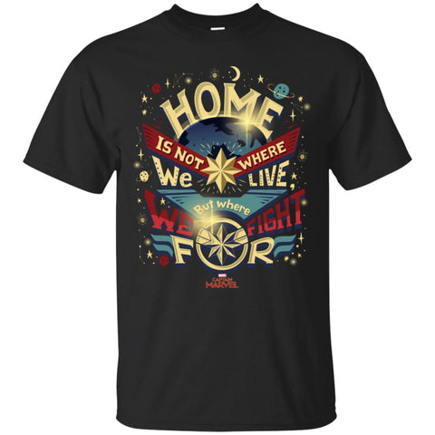 Captain Marvel Home Is What We Fight For Men Cotton T-Shirt Black / S Men Cotton T-Shirt - parenttees