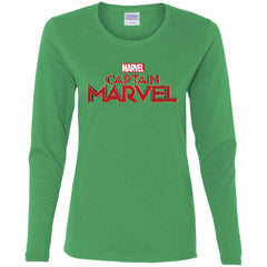 Marvel Captain Marvel Movie Logo Red Women Long Sleeve Shirt Women Long Sleeve Shirt - parenttees