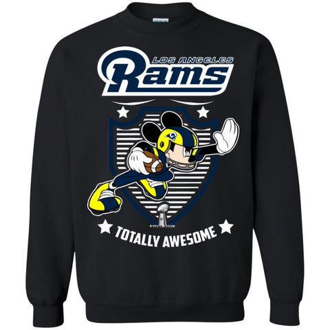 Nfl – Los Angeles Rams Totally Awesome Mickey Mouse Super Bowl 2019 Football Crewneck Pullover Sweatshirt Black / S Crewneck Pullover Sweatshirt - parenttees