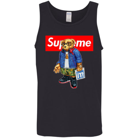 Supreme Bear Style Music T-shirt Men Cotton Tank Black / X-Small Men Cotton Tank - parenttees