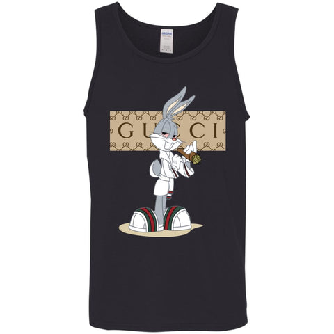 Gucci Rabbit Smoking Funny T-shirt Men Cotton Tank Black / X-Small Men Cotton Tank - parenttees