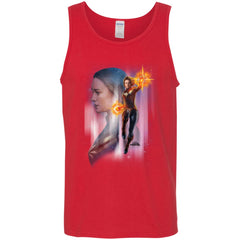 Captain Marvel Flying Space Portrait Men Cotton Tank Men Cotton Tank - parenttees