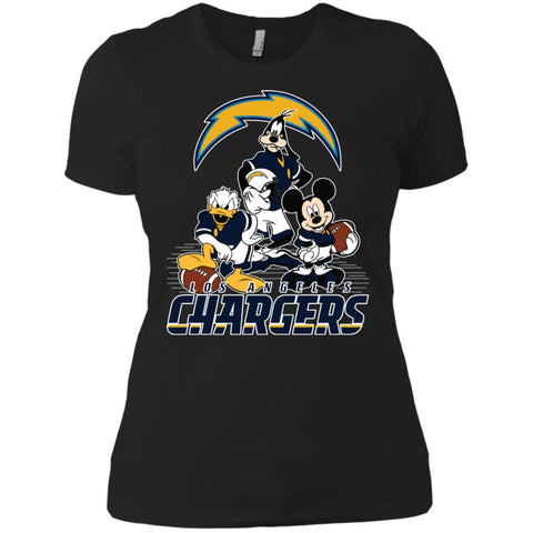 Mickey Mouse Los Angeles Chargers American Football Nfl Sports Shirt Women Cotton T-Shirt Black / X-Small Women Cotton T-Shirt - parenttees