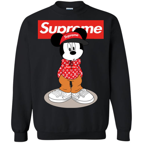 Supreme Mickey Mouse T-shirt Crewneck Pullover Sweatshirt Black / S Crewneck Pullover Sweatshirt - parenttees