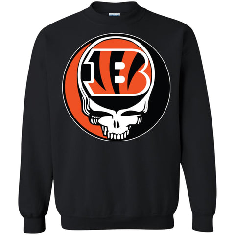 Cincinnati Bengals Grateful Dead Steal Your Face Football Nfl Shirts Crewneck Pullover Sweatshirt Black / S Crewneck Pullover Sweatshirt - parenttees