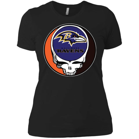 Baltimore Ravens Grateful Dead Steal Your Face Football Nfl Shirts Women Cotton T-Shirt Black / X-Small Women Cotton T-Shirt - parenttees